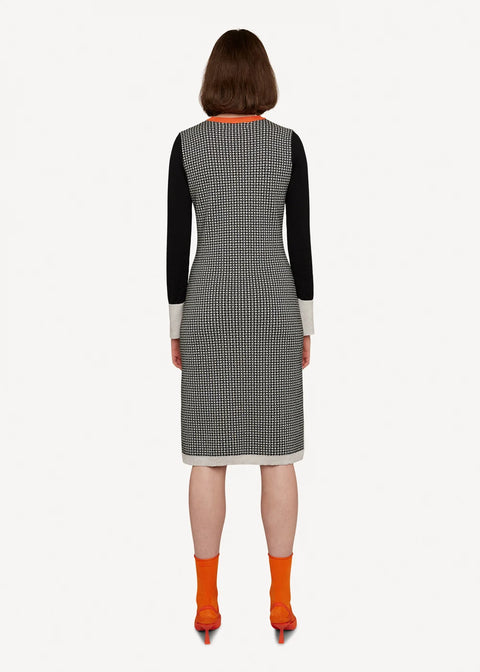 Oleana Cheeky Jacquard Kjole Sort/Orange - Norway Designs