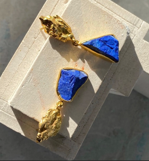The Holy Mountain Ørepynt Forgylt Lapis Lazuli