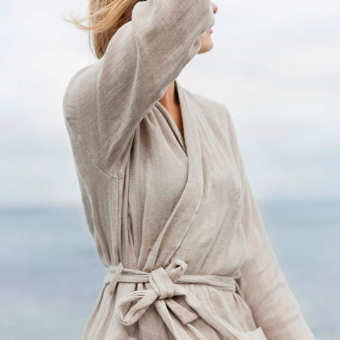 Georg Jensen - Damask Linen Kimono Sand/Off-White - Norway Designs