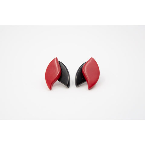 Lotus Tagua Earrings Black/Red