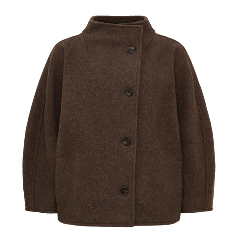 Thyme Kort Jakke Ull i brun merino ull fra Anne Mi