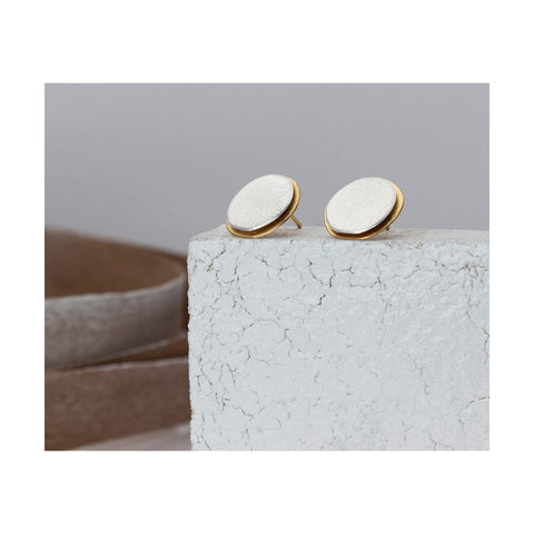 Deco Echo Pebbles Earrings Gold Plated Silver/Silver
