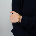 Deco Echo-Kube Armbånd Brun/Sort/Forgylt Sølv-Norway Designs