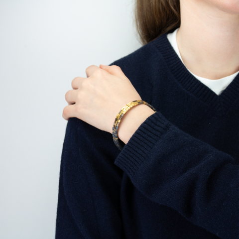 Deco Echo-Kube Armbånd Brun/Sort/Forgylt Sølv-Norway Designs