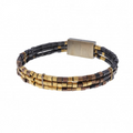 Deco Echo-Kube Armbånd Brun/Sort/Forgylt Sølv-Norway Designs