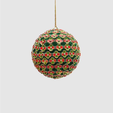 EDG - Julekule Flowermix 10cm Grønn - Norway Designs