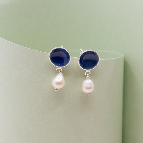 Embla-Boble ørepynt m/Perle Ola Blå-Norway Designs