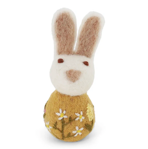 Gry & Sif-Påskepynt Kanin med Blomster Liten Gul-Norway Designs