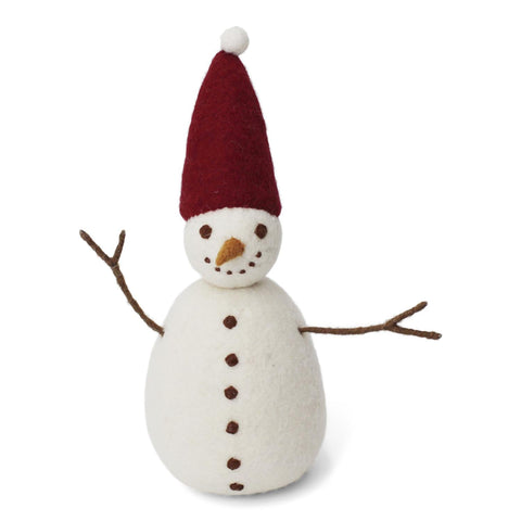Gry & Sif - Julepynt Stor Snømann m Rød Hatt - Norway Designs