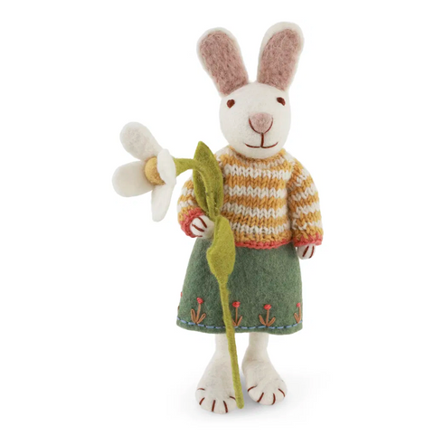 Gry & Sif-Påskepynt Kanin med Snøklokke Stor-Norway Designs