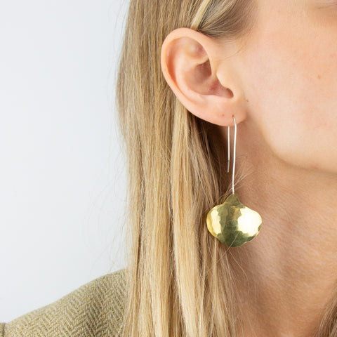 Orchid Earrings Hammered Brass