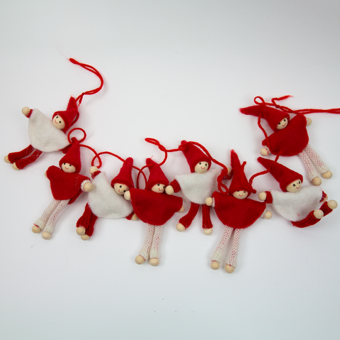 Hemslöjdsprodukter-Julepynt Ti Små Nisser På Tråd-Norway Designs