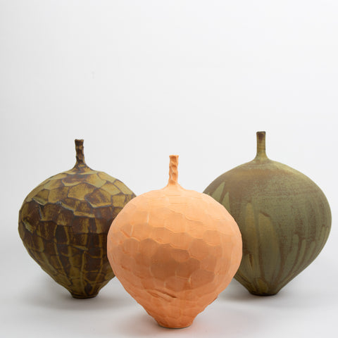 Henrik Rasmussen- Vase m/Hals Fasetter Orange H17-Norway Designs