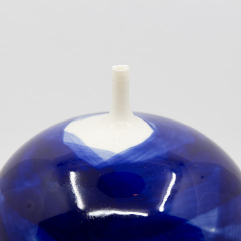 Henrik Rasmussen - Hvit/Blå blank vase - Norway Designs