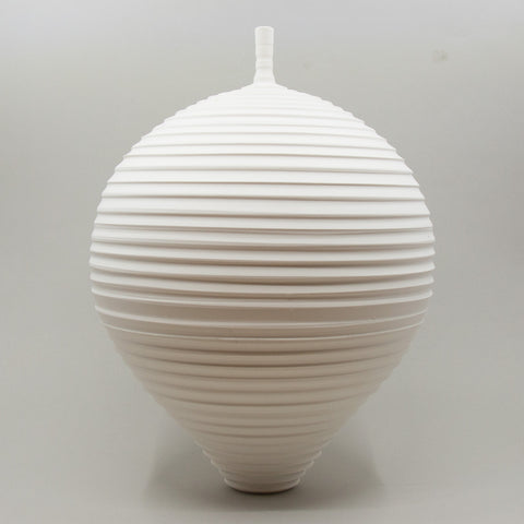 Henrik Rasmussen - Vase m/Hals og Riller Hvit - Norway Designs