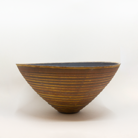 Henrik Rasmussen-Skål Stengods Sandgul Riller-Norway Designs