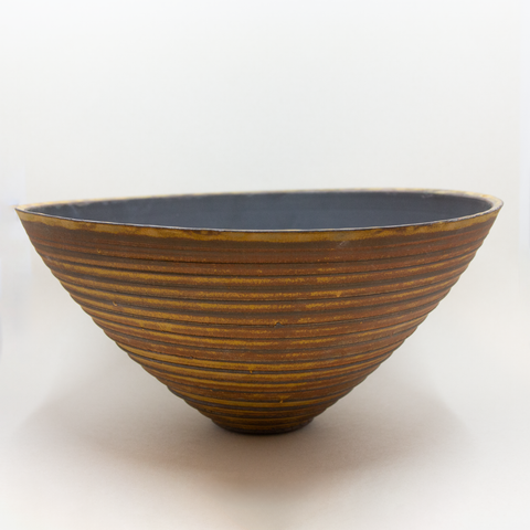 Henrik Rasmussen-Skål Stengods Sandgul Riller-Norway Designs