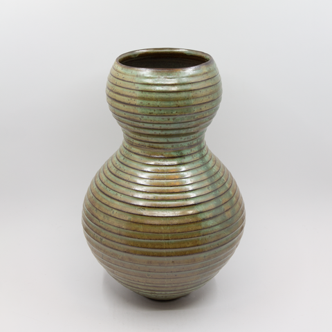 Vase Stengods Riller Grønn fra Henrik Rasmussen