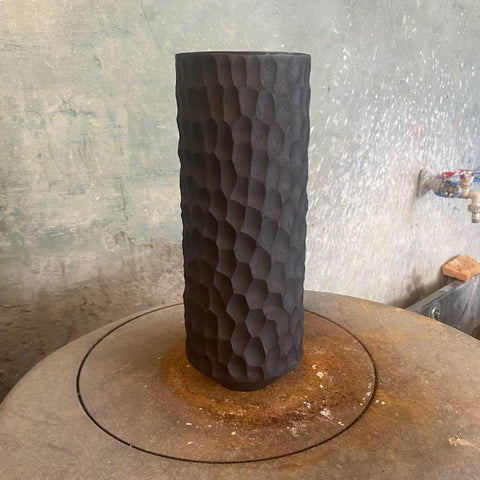 Henrik Rasmussen-Vase Sylinder Fasetter H22cm-orway Designs