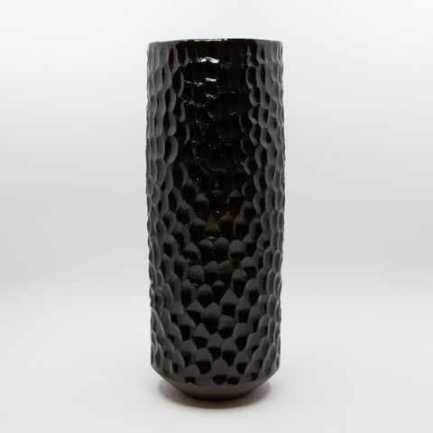 Vase Sylinder Stor Fasetter Blank Sort fra Henrik Rasmussen