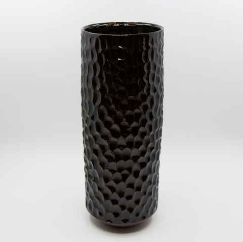 Vase Sylinder Stor Fasetter Blank Sort fra Henrik Rasmussen
