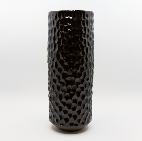 Vase Sylinder Stor Fasetter Blank Sort fra Henrik Rasmussen