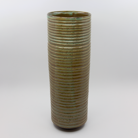 Vase Sylinder Stor Riller Gul/Grønn fra Henrik Rasmussen