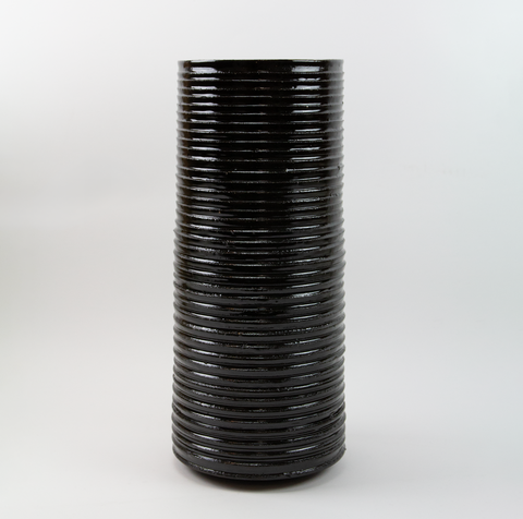 Vase Sylinder Stor Sort Riller fra Henrik Rasmussen