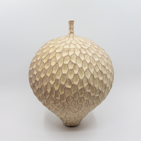 Vase m/Hals Fasetter Fersken fra Henrik Rasmussen