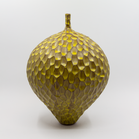 Vase m/Hals Fasetter Gul fra Henrik Rasmussen