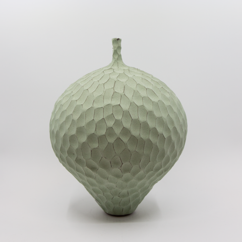 Vase m/Hals Fasetter Lys Grønn fra Henrik Rasmussen