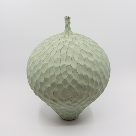 Vase m/Hals Fasetter Lys Grønn fra Henrik Rasmussen