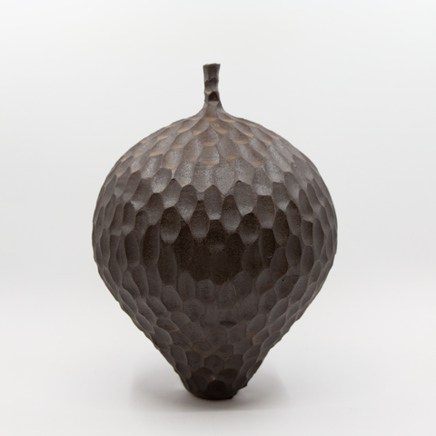 Vase m/Hals Fasetter Mørk Metallic fra Henrik Rasmussen