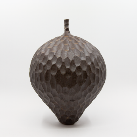 Vase m/Hals Fasetter Mørk Metallic fra Henrik Rasmussen