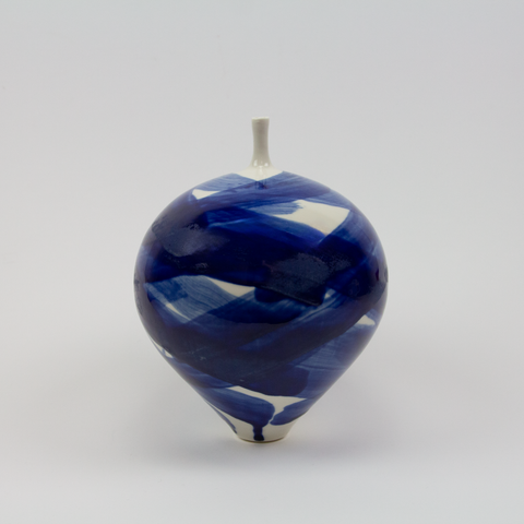 Henrik Rasmussen-Vase m/Hals Hvit og Blå-Norway Designs