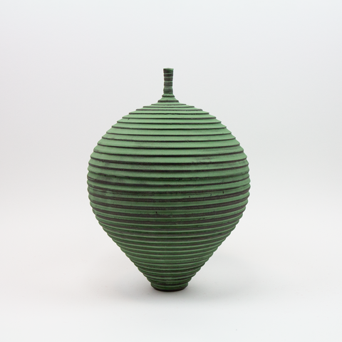 Henrik Rasmussen-Vase m/Hals Riller Grønn H24-Norway Designs