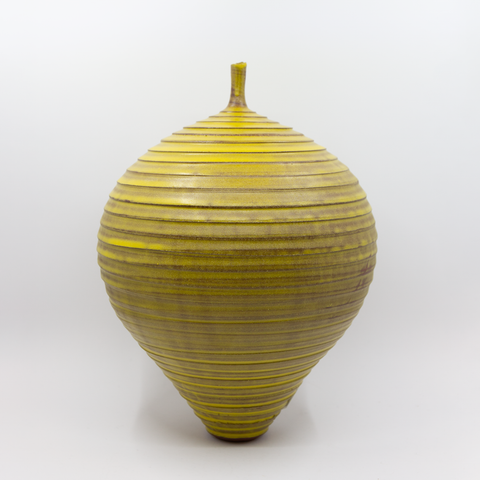 Vase m/Hals Riller Gul fra Henrik Rasmussen