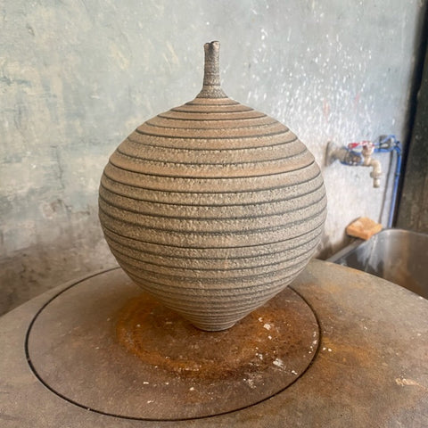 Henrik Rasmussen-Vase m/Hals Riller Natur-Norway Designs