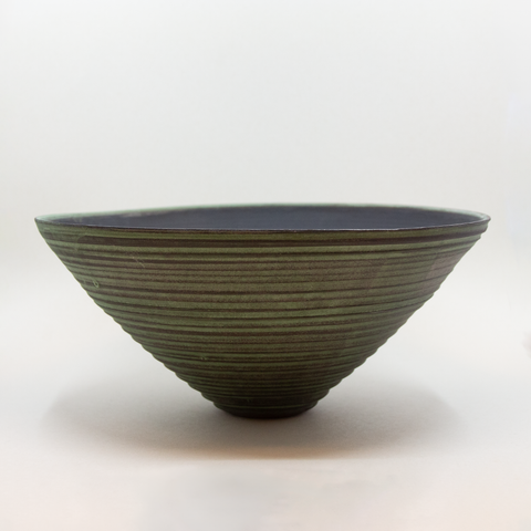 Henrik Rasmussen-Skål Stengods Grønn Riller-Norway Designs