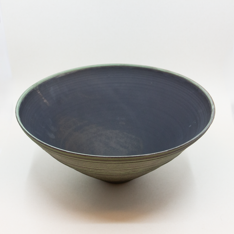 Henrik Rasmussen-Skål Stengods Grønn Riller-Norway Designs