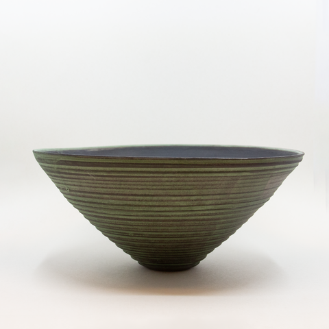 Henrik Rasmussen-Skål Stengods Grønn Riller-Norway Designs