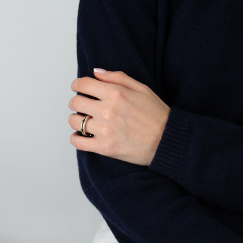 Hillestad-Stripe Ring Regulerbar Sølv-Norway Designs