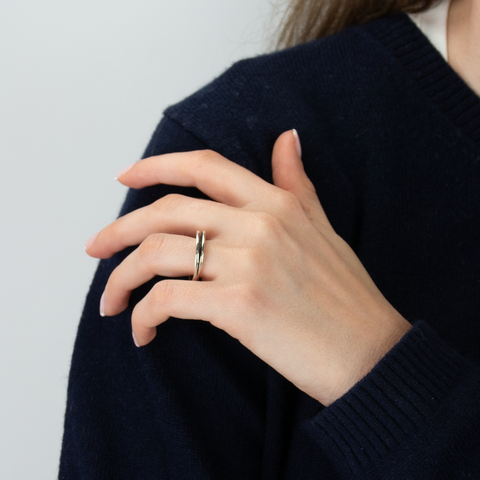 Hillestad-Stripe Ring Regulerbar Sølv-Norway Designs