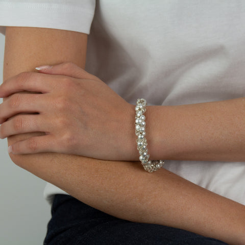 Seashell Armbånd 1 Rads Sølv/Hvit