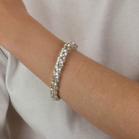 Seashell Armbånd 1 Rads Sølv/Hvit