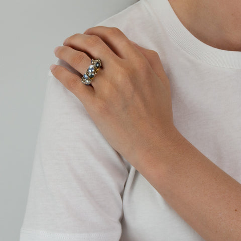 Seashell Ring 1 Rads Sølv/Blåskjellmix
