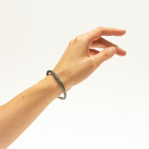 Jørn Lang-Strikket Armbånd 17cm Tett Sølv-Norway Designs