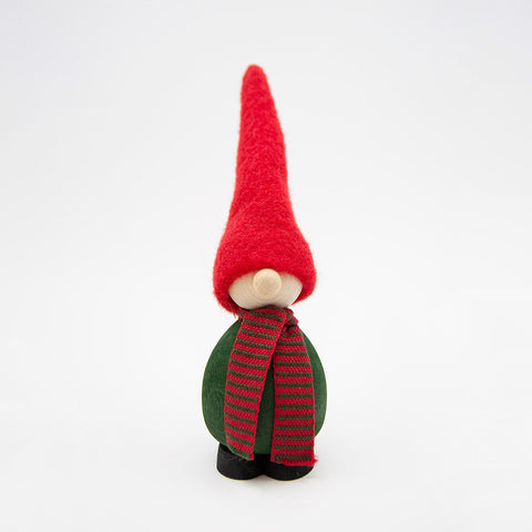 Julepynt Nisse m/Stripete Skjerf Grønn/Rød 12cm