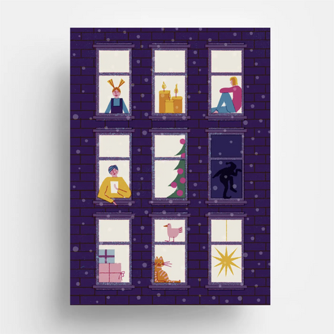 Julepostkort med julmotiv i moderne og grafisk stil fra Jungwiealt designet av Barbara Dziadosz