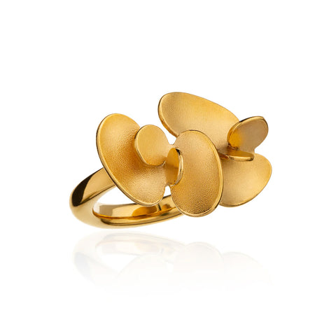 Kaja Gjedebo - Lilypond Ring m/To Blader Stor Forgylt - Norway Designs